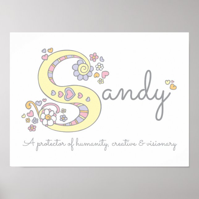 S for Sandy monogram letter art name meaning Poster (Front)