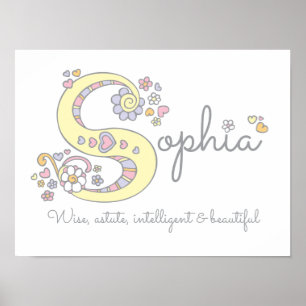 S for Sophia monogram letter art name meaning Poster