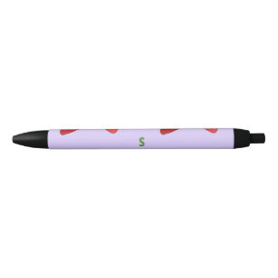 S for strawberry purple black ink pen