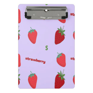 S for strawberry purple mini clipboard