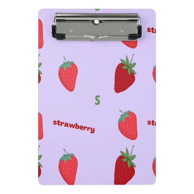 S for strawberry purple mini clipboard (Front)