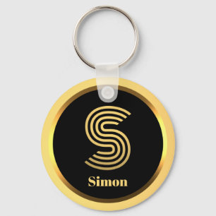 S Gold Monogrammed Letter Personalised Key Ring