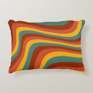 S Groovy Wavy 70s Pattern Decorative Cushion