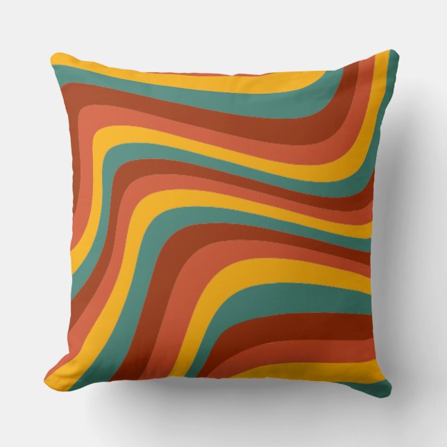 S Groovy Wavy 70s Pattern Pillows (Front)