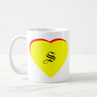 "S" Heart Yellow Red Wedding Invitation The MUSEUM Coffee Mug