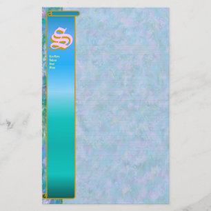 S Initial "Blue Garden" Initial Fine Lined Stationery