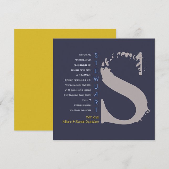 S Initial Collection Bat Bar Mitzvah Invitation (Front/Back)