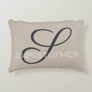 S Initial Elegant Taupe Tan Monogram  Decorative Cushion