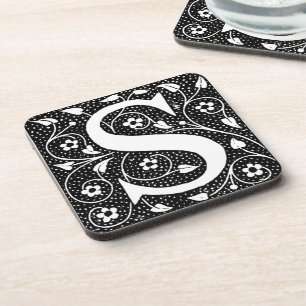 S initial vintage floral coaster