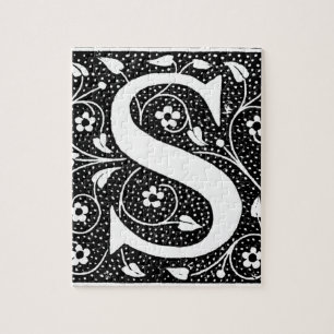 S initial vintage floral jigsaw puzzle