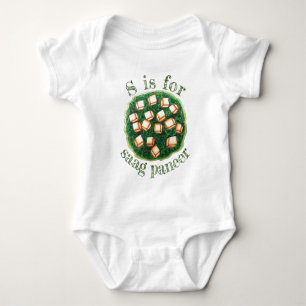 S is for Saag Paneer Indian Spinach Cheese Dish Baby Bodysuit