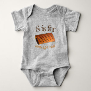 S is for Sausage Roll British Savoury Pastry Snack Baby Bodysuit