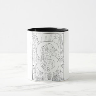 S is for Seahorse Monogram Mug