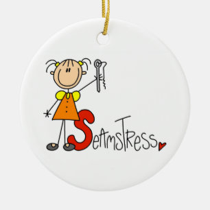 S is for Seamstress Ceramic Tree Decoration