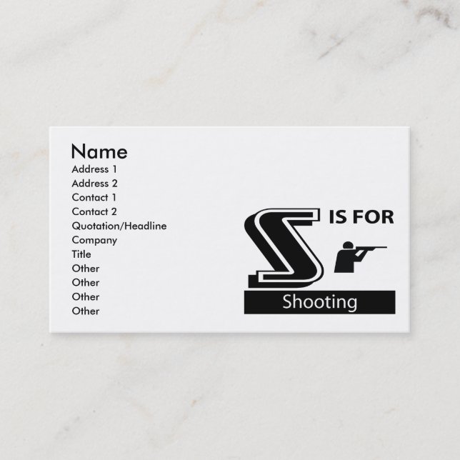 S Is For Shooting Business Card (Front)
