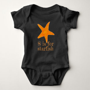 S is for Starfish Orange Star Fish Beach Shell Baby Bodysuit