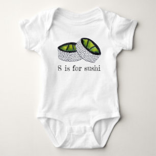S is for Sushi Japanese Food Avocado Roll Food ABC Baby Bodysuit