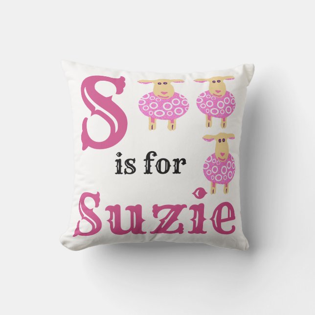 S is  for Suzie Throw Pillow (Front)