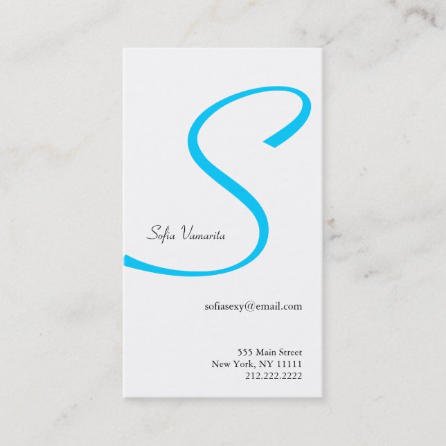 S Letter Alphabet Business Card Blue Rippon (Front)