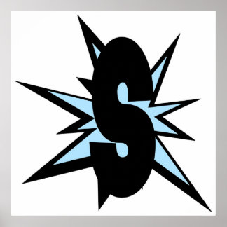 S letter as comic art  monogram S initials alphab Poster