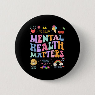 S Mental Health Groovy Mental Health Awareness Mon 6 Cm Round Badge