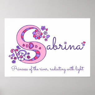 S monogram art Sabrina girls name meaning poster