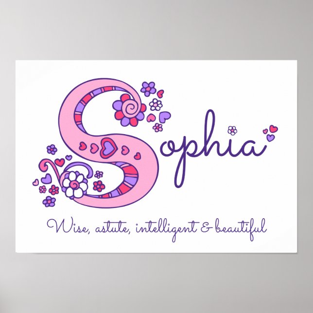 S monogram art Sophia girls name meaning poster (Front)