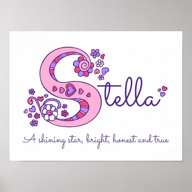 S monogram art Stella girls name meaning poster (Front)