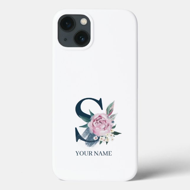S Monogram Floral Personalised Case-Mate iPhone Case (Back)