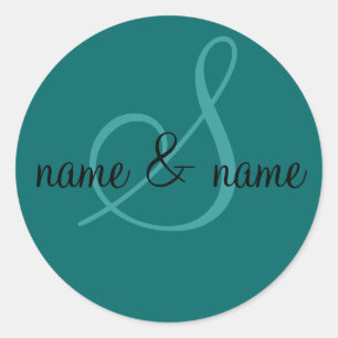 "S" monogram label, personalise first names Classic Round Sticker