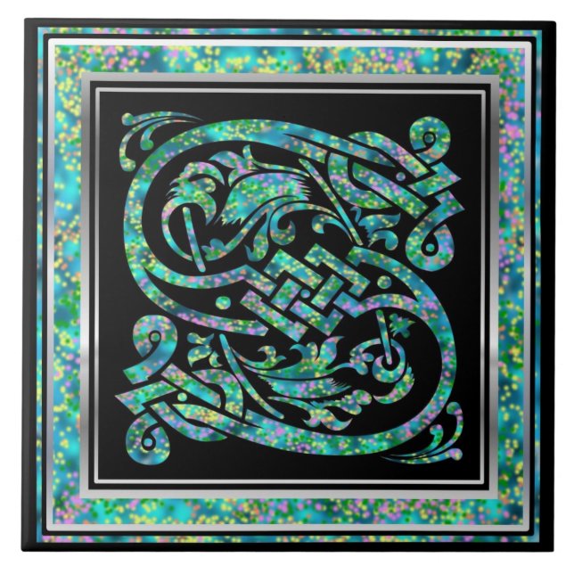 S Monogram "Masselle Blue" Ceramic Tiles (Front)