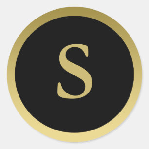 S :: Monogram S Elegant Gold and Black Sticker