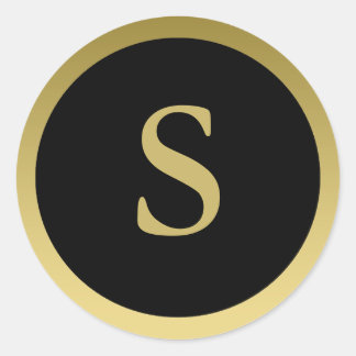 S :: Monogram S Elegant Gold and Black Sticker