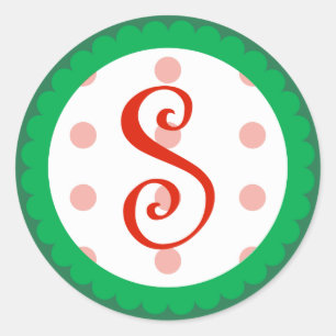 S Monogram (Whimsical Christmas) Classic Round Sticker