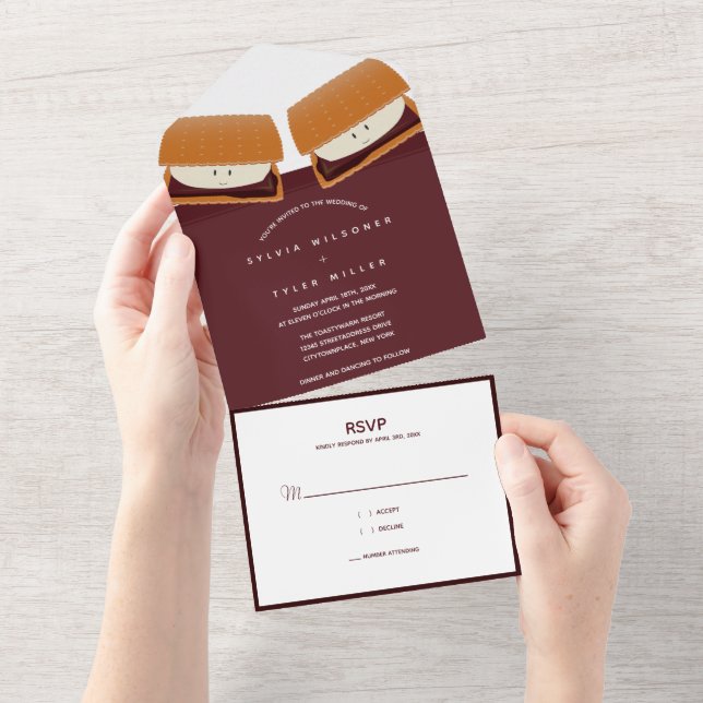 S’more Food Wedding All In One Invitation (Tearaway)
