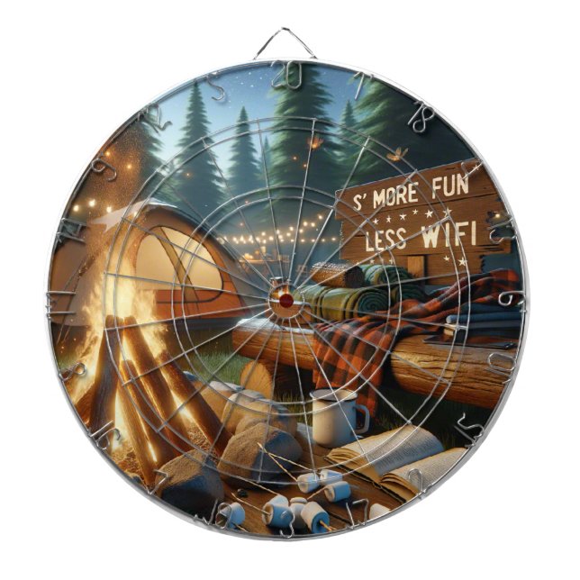 S’more Fun Camping Dartboard – Rustic Game Decor (Front)