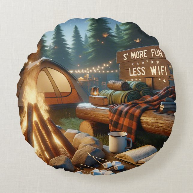 S’more Fun Camping Pillow – Rustic Cabincore Decor (Front)