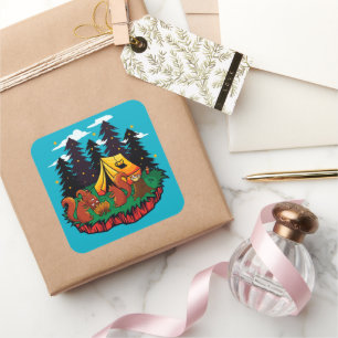 S’more Fun With This Camping Squirrel Square Sticker