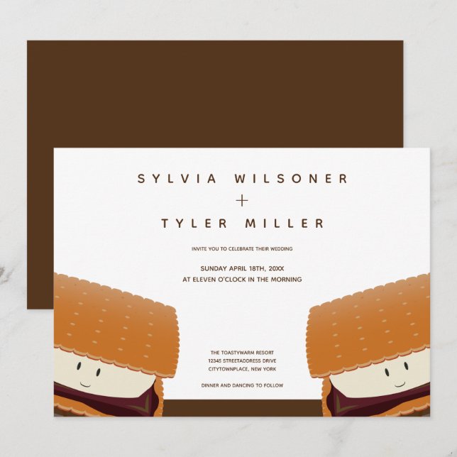 S’more Illustration Food Wedding Invitation (Front/Back)