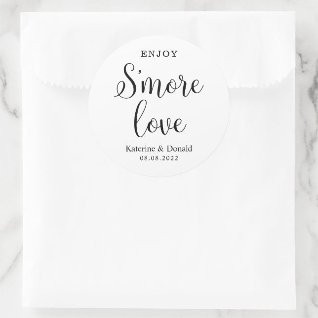 S’more Love Wedding Classic Round Sticker (Bag)