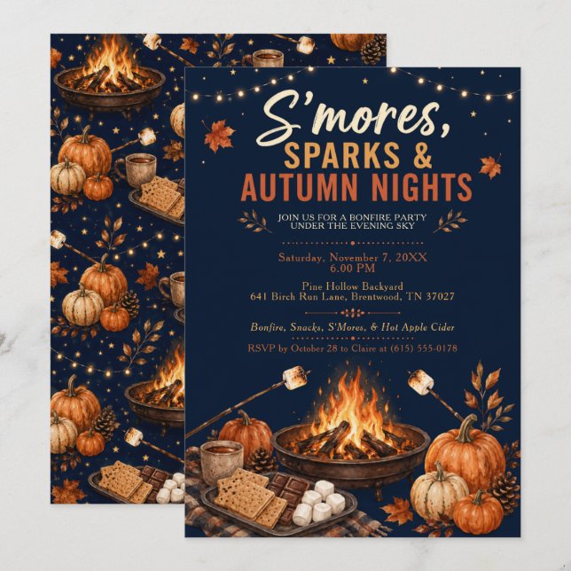 S’mores Bonfire Party Invitation (Front/Back)