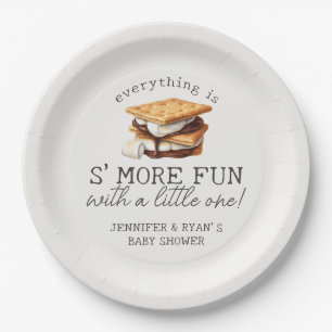 S’mores Fall Bonfire Outdoor Baby Shower Paper Plate