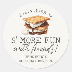 S’mores Fall Bonfire Outdoor Birthday Favor Classic Round Sticker