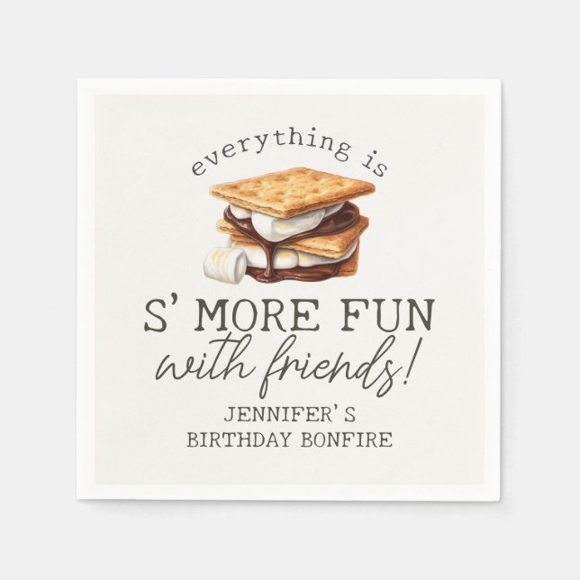S’mores Fall Bonfire Outdoor Birthday Party Napkin (Front)