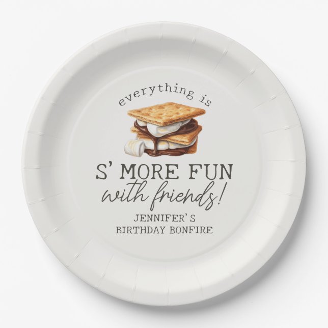 S’mores Fall Bonfire Outdoor Birthday Party Paper Plate (Front)