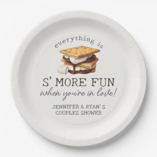 S’mores Fall Bonfire Outdoor Couples Shower Paper Plate