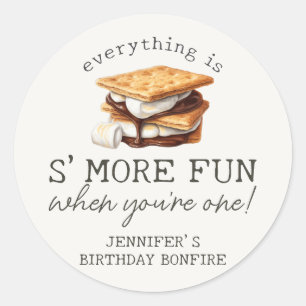 S’mores Fall Bonfire Outdoor First Birthday Favor Classic Round Sticker