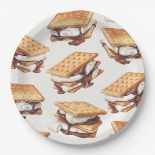 S’mores Fall Bonfire Outdoor Party Paper Plate