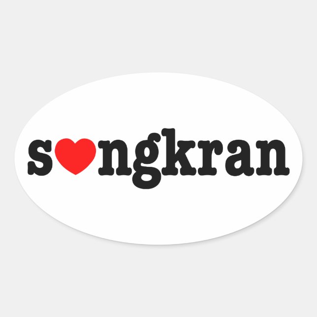 s❤ngkran ~ Heart (Love) Songkran Oval Sticker (Front)