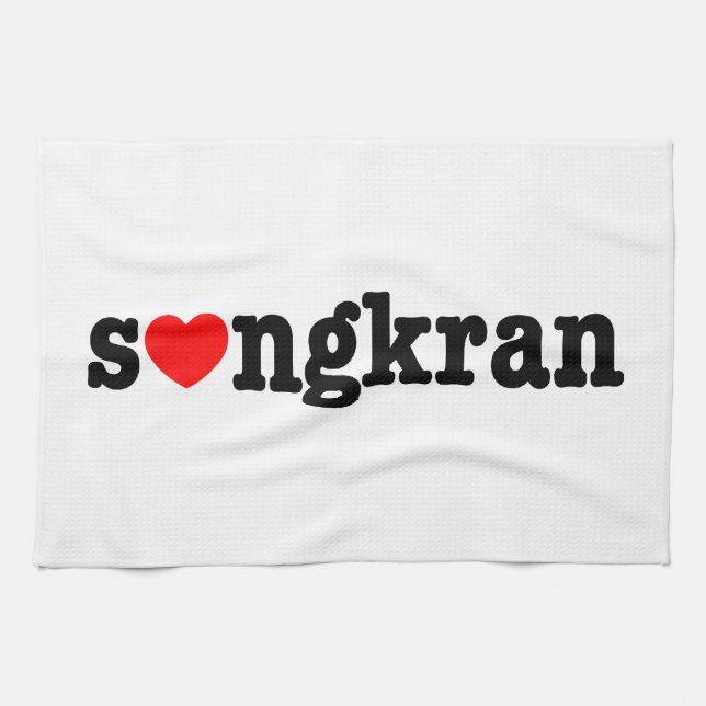 s❤ngkran ~ Heart (Love) Songkran Tea Towel (Horizontal)